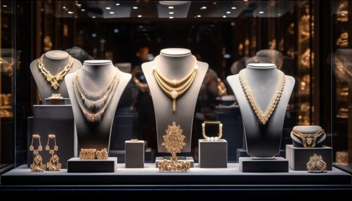 ویترین طلافروشی با یک کیلو طلا