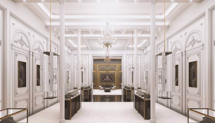 کانسپت طراحی طلافروشی اشرافی