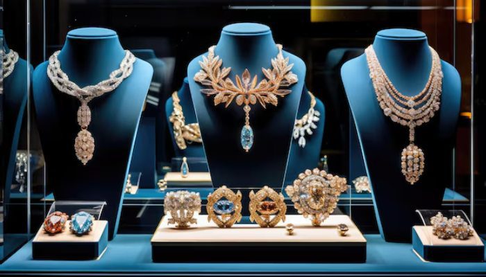 انتخاب رنگ ویترین گالری جواهر