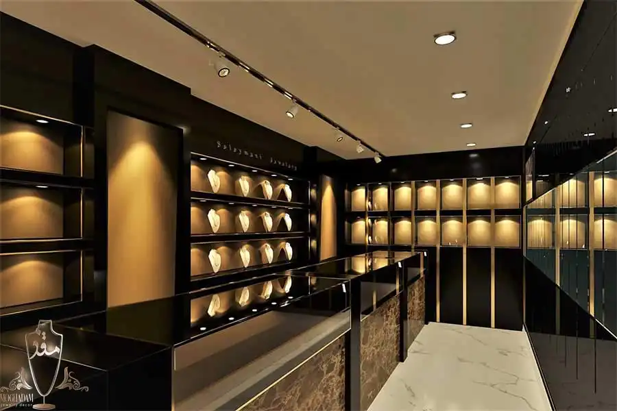 طراحی داخلی ویترین طلا فروشی