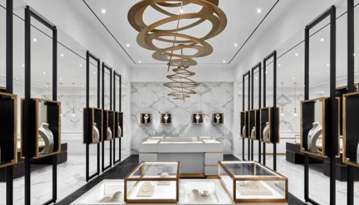 ویترین تمام شیشهای برای طلافروشی