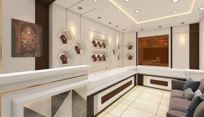 طراحی دکوراسیون طلافروشی 6 متری