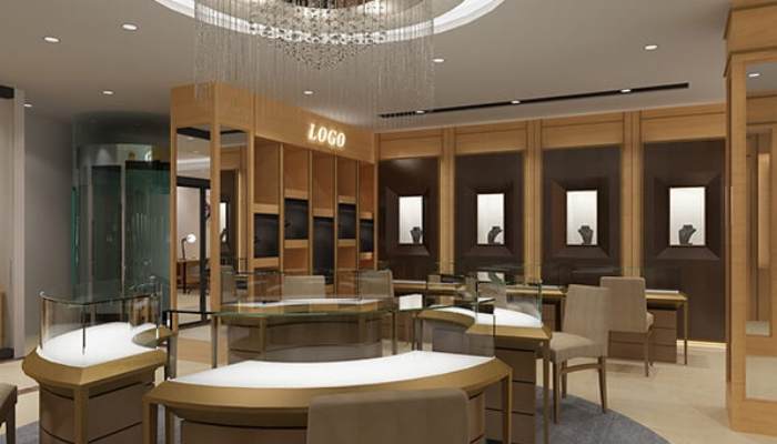 هماهنگی ویترین و دیوار پشتی در دکور طلا