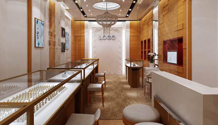 چیدمان دکور مغازه‌های باریک طلافروشی