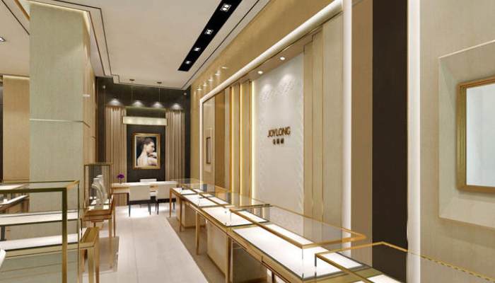 چیدمان دکور مغازه‌های باریک طلافروشی