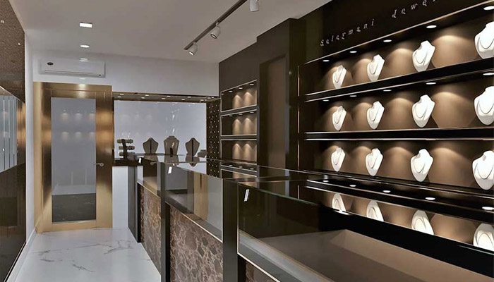 طراحی دکور طلا برای مغازه های دو طبقه