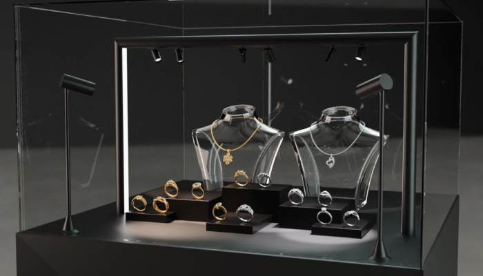 نورپردازی ویترین برای طلاهای تراش خورده و پرنگین