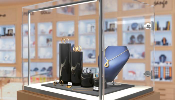 نورپردازی ویترین برای طلاهای تراش خورده و پرنگین