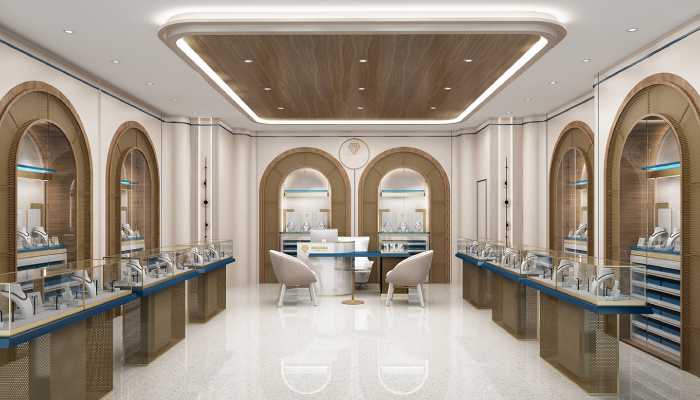 اجرای دکوراسیون طلافروشی لوکس