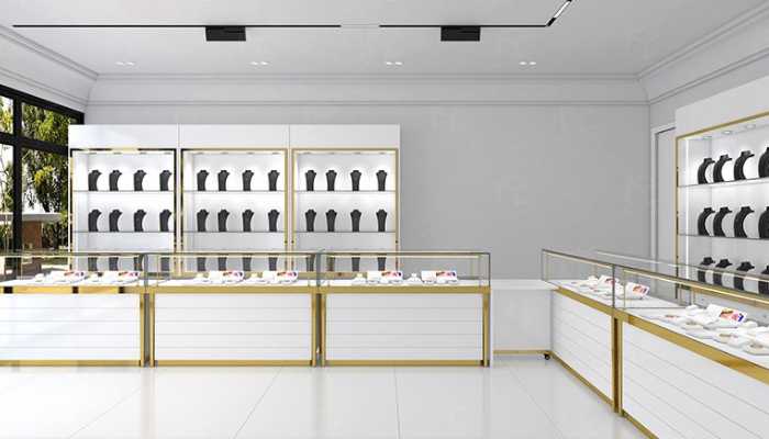 طراحی داخلی طلافروشی با استیل طلایی