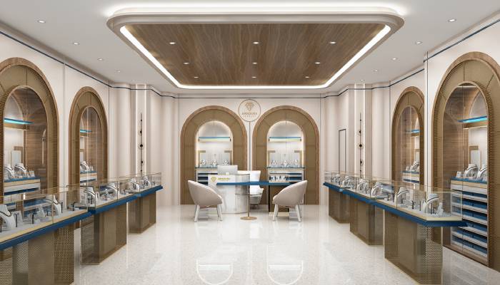 کانسپت طراحی طلافروشی اشرافی